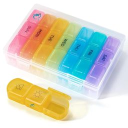 SHREETA 7 Day Pill Case with 3 Daily Compartments – Weekly Color-Coded Organizer for Morning, Noon, Night – BPA-Free, Large Capacity Medicine Box – Secure Lock Lids, Ideal for Travel & Home image 1