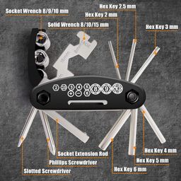 AUTOPOWERZ 16-in-1 Carbon Steel Bike Multitool Kit, L-key, Screw Driver Set, Waterproof & Rustproof, Foldable for Bikes & Multipurpose Use image 2