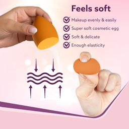 AGARO Complexion Sponge, Make Up Sponge Set, Foam Technology for Liquid Foundation, Creams And Powder, Latex Free Wet and Dry Makeup, Set of 2, Orange image 3