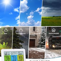 PENTASPI Weather Station, Wireless Indoor Outdoor Thermometer with 3 Sensors, Digital Thermometer Humidity with Color Display, Alert, Barometer Pressure, Backlight, Forecast Station image 5