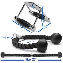 Yes4All Double D Handle Cable Attachment and Tricep Pull Down Rope – 2-in-1 Combo for Cable Machines image 2