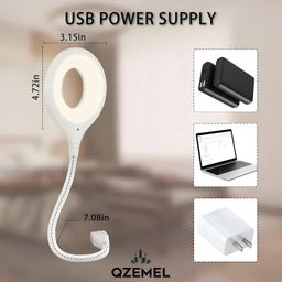 QZEMEL USB LED Table Lamp – Flexible Gooseneck Desk Light with 3 Color Modes & Dimmable Brightness | Plug & Play Study Light for Reading, Office, Bedroom – Voice Control, Eye-Caring image 2