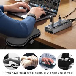 x-bltu Computer Adjustable Arm Rest Support Bracket,Ergonomic Mouse Arm Elbow Rest Pad，Support for Keyboard Armrest Extender Rotating Mouse Pad Holder for Table, Office, Chair, Desk (Black) image 3