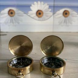 generic Brass Pocket Compass with A Loop for Chain, Direction Compass, Best for Hiking & Other Outdoor Pack of 2 image 4