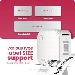 helett HE24 Wireless Thermal Label Printer Connect iOS & Android Via Bluetooth| Ideal for Home,School,Office & Small Business with 600 mAh Inbuilt Battery Support Non RFID Label (1Year warranty)white image 3