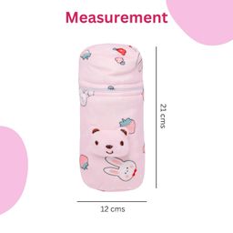 THE LITTLE LOOKERS Soft Plush Stretchable Baby Feeding Bottle Cover with Easy to Hold Strap (Zip Closure 330ml/11oz, Pink & Blue) image 5