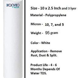 Konvio Neer Pre Filter PP Spun Filter 10 Inch Size Compatible for 10 Inch Pre-Filter Housing of All Water Purifier (4, SPUN with Spanner) image 4