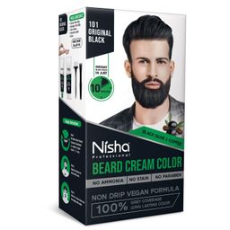 Nisha Beard Colour For Men, Original Black, 100% Grey Coverage, No Ammonia, No Stain, No Paraben, Non Drip Vegan Formula, Long Lasting Color in 10 Minutes, 60g Colorant + 60g Developer image 3