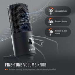 FIFINE K669B Metal USB Unidirectional Microphone Condenser Input Volume Control Knob, Streaming and YouTube Videos (Black) image 4