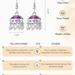 yellow chimes Meenakari Jhumka Earrings for Women | Traditional Small Jhumki Earrings Set for Girls | Combo of 6 Pairs Jhumkas Ethnic Gold Plated Women Earrings | Birthday Gift For Girls image 5