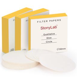 stonylab QualitativeFilter Paper, 3-Box 56 mm Diameter Slow Flow Rate Cellulose Filter Paper with 10 Micron Particle Retention Filtration Speed, Set of 3 x 100 Pcs image 1