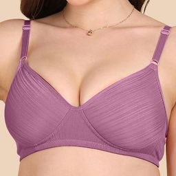 komli Lightly Padded Stripe-Print Full Coverage Bra | Non-Wired | Everyday Comfort | Regular Back (Pack of 3) image 5