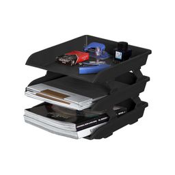 Primelife File Tray Rack ABS Plastics | Foldable Office Desk Accessories | Durable & Sturdy | Easy Assembly | Efficient Organizer | Plastic Office Stationery Files Layer Rack -3LAYER(Black) image 1