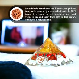 infinix crystal Gomti Chakra Laxmi Pyramid Original Certified Gomati Chakra Pyramid 70-75 MM Lakshmi Yantra Pyramid with Gomti Chakra Shri Yantra Rudraksha Cowrie Kodi Vastu Unqiue Item for Home image 5