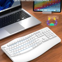 QUASIO Ergonomic Wireless Keyboard with Wrist Rest, Wave Keys, Comfortable Natural Typing, 2.4GHz Full Size Ergo Wireless Computer Keyboard for Multi-OS, Windows, Mac OS Laptop/PC/Notebook(White image 2