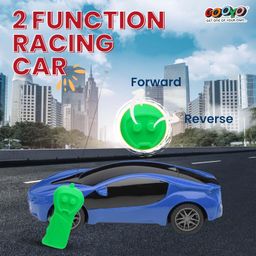 Gooyo 6328-2 Battery Operated 3D Lights Famous Remote Control High Speed Racing Car Toy for Kids | Blue Color, Power Source: 3xAA Battery in Car & 2xAA Battery in Remote Controller (Not Included) image 2