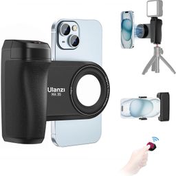 ULANZI Selfie Phone Tripod Mount MA35, 2-in-1 Magnetic & Phone Clip Camera Grip Handle Holder with Detachable Remote Shutter with Cold Shoe Adapter for iPhone 14 15 Samsung Smartphone Video Shooting image 1