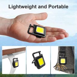 lindafo COB Small Flashlight,800 Lumens Super Bright Multifunctional Rechargeable Keychain Mini Flashlight with 4 Light Modes,Portable Pocket Light with Folding Bracket Bottle Opener and Magnet Base 2 Pack image 4