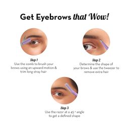 quiqshipp 3Pcs Eye Brow Scissor Eyebrow Removal Tweezer Eyebrow Trimmer Razor Facial Hair Shaper Eyebrow Trimming Make Up Tool with PU Leather Case Shave and Hair Removal, Purple image 4