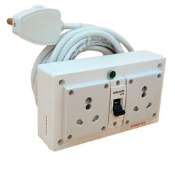 indrico 16A Electric Multi Outlet Extension Board Box With Mcb For Heavy Duty Pvc White Pack Of 1 (2.5 Mm 3000 Watts, 10 Meter Cable), 240 Volts image 1