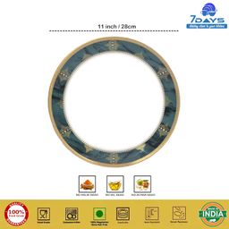 Serve n Style Melamine Dinner Plates - 11", Set of 6. Microwave Safe Round Full Serving Lunch Plates - Green & White (1008) image 4