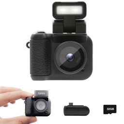 oikspy Mini Digital Camera with 1.4 in LCD Screen 1080P 32GB Card Charging Base Monoreflexes Shaped CMOS Small Compact Portable Video Recorder Easy to Operate (Black) image 1