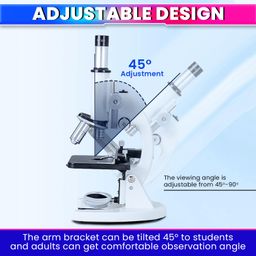 amiciVision Laboratory Microscope, 2400X Monocular Optical Microscope with Multiple Objective Lenses image 5
