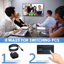 USB HDMI KVM Switch 4 Ports with Cables, Selector Switcher for 4 PC Sharing Video Monitor and Keyboard, Mouse, Scanner, Printer, HUD 3840x2160/ 4Kx2K@30hz image 4