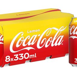 decadent foods Coca-Colas Lemon Flavoured Soft Drink, Hint Of Zesty Lemon 330ml Can, X Pack of 8 (From UK) image 1