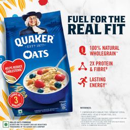 Quaker Oats 1Kg, Rolled Oats Natural Wholegrain, Nutritious Breakfast Cereals, Dalia Porridge, Easy To Cook, Honey image 4