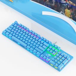 AULA S2022 Mechanical Wired Gaming Keyboard | Rainbow LED Backlit with Num Lock for Windows PC | 4 Kind of Rainbow Backlight Gaming Keyboard (Blue) image 2
