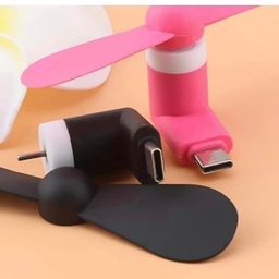 generic Pack of 2 Pcs. Mini Type-C F an M ini Fan 2-Blade Fan High Speed USB F an, M ini Mobile Cooler, Mini fan Support with All Android & Type-C Smatphones (Multi-colour) image 2