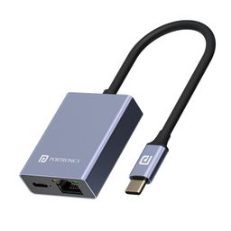 Portronics Mport 30M USB Type-C to PD 100W & Ethernet Hub, RJ45 LAN Port, 10/100/1000 Mbps, Type-C Plug, Fast Stable Internet, Compatible with macOS, Windows, Android, iOS (Grey) image 1