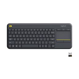 Logitech K400 Plus Wireless Touch TV Keyboard with Easy Media Control and Built-in Touchpad, HTPC Keyboard for PC-Connected TV, Windows, Android, Chrome OS, Laptop, Tablet - Black image 1