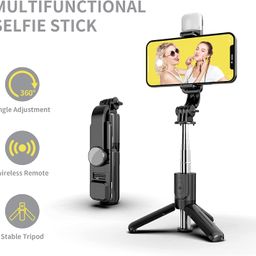 selfieshow Blushinsta Selfie Stick Tripod with Fill Light Phone Tripod Stand with Remote & 360°Rotation Compatible with iPhone13/13 Pro/12/11/11 Pro/XS Max/XS/XR/X/8/7 and Android Smartphone(Black 60cm) image 3
