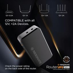 Resonate RouterUPS® Gen2 | Original Router UPS for 12V WiFi Router & Modem (Supports up to 2A) (7800mAh - 95% Longer Power Backup) | Compact Mini UPS with Intelligent Charging (Upto 6 Hrs Internet) image 3