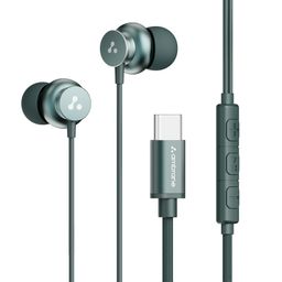 Ambrane Type C Wired in Ear Earphones with in-Line Mic for Clear Calling,1.2M Cable,10Mm Dynamic Drivers for Boostedbass,Control Buttons for iPhone 15,Samsung&Type C Devices(Stringz 38C,Green) image 1