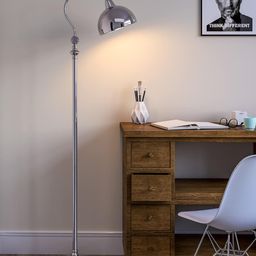 Divine Trends Silver Vintage Curve Reading Task Floor Lamp Standing Adjustable, Moveable Dome Shade and Neck to Focus Light Pack of 1 image 2