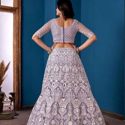 varni fabrics: a lady's first love Womens Net Lehenga Choli With Embroidered Work with cancan image 3