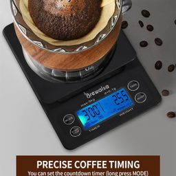Brewalsa Coffee Scale with Timer Bean Measuring scale Blue edition - Battery Operated - Multi-Functional Food Scale for V60 Pour Over & Espresso Measures - g,ml,Oz,g/ml upto 3kg image 5