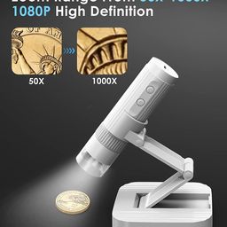 ETZIN Wireless Digital Microscope [Easy and Fun] 50X-1000X 1080P HD WiFi Portable Handheld USB Trichome Mini Coin Microscope Camera Magnifier with Stand for iPhone iPad Android Phone & PC-‎EPL-992IM image 2