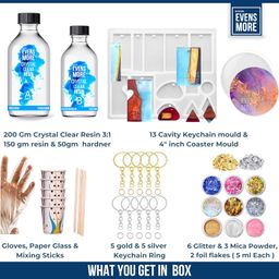 EVENS MORE Diy Resin Keychain Pendent Making Kit With 200Gm Resin Mica Glitter (Keychain Kit), Multicolor image 2