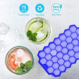 Clazkit Flexible Silicone Honeycomb 37 Cavity Ice Cube Tray for Freezer Moulds Small Cubes Whiskey Fridge Bar Soft Ice Cube Tray -Pack of 1 image 4