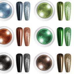 RUBYFACE 6 Colors Chrome Nail Powder Set,Metallic Mirror Effect Nail Art Powder,Holographic Pigment Glitter Dust for Gel Polish Manicure Decoration with 6 Eyeshadow Sticks (01) image 1