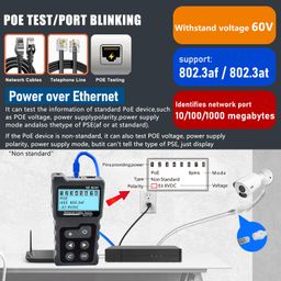 NOYAFA NF-8209 Network Cable Tester ethernet Tester with PoE NCV Multi-Function line Tracker LAN CAT5 CAT6 Tracker LCD Display Measure Length Wiremap Tester image 3