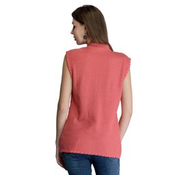 lady willington Women Woolen Cardigan Sleeveless Self Design Cardigan Daffodil Fabric Winter Wear Pure Wool Cardigan 100% Daffodil Wool Free Size Cotty Fully Warm with Front Pockets (XL, Peach) image 2
