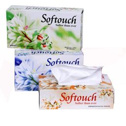 SofTouch 2 Ply Face tissue paper 100 pulls 200 sheets Each Box- Set of 3 (Multicolor) image 1