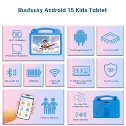 Ruufuuxy 10.1" Kids Tablet, Android Tablet for Kids, Android 15, 1280 x 800 Display, Octa-Core CPU, 8GB+64GB, 1TB Expandable via Micro SD, WiFi 6 (2.4G+5G), Controller image 3