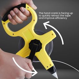 GION Distance Measurer Tape, Retractable Measuring Tape Tool With Winding Handle & Steel End Hook (1Pcs) (50 Meter) image 3