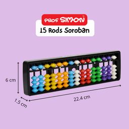 PROF. SIMON 15 Rods Soroban Plastic Abacus With Multi-Colored Beads For Mathematics, Learn Counting, Addition, Subtraction, Multiplication And Division (Age: 7+ Years) Free Carry Pouch, Kid image 2